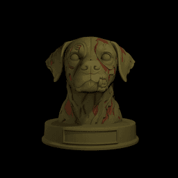 Zombie Labrador Dog Bust with Nameplate - Halloween Dog Statue - STL 3MF - 3D Printable Dog Model 3d model