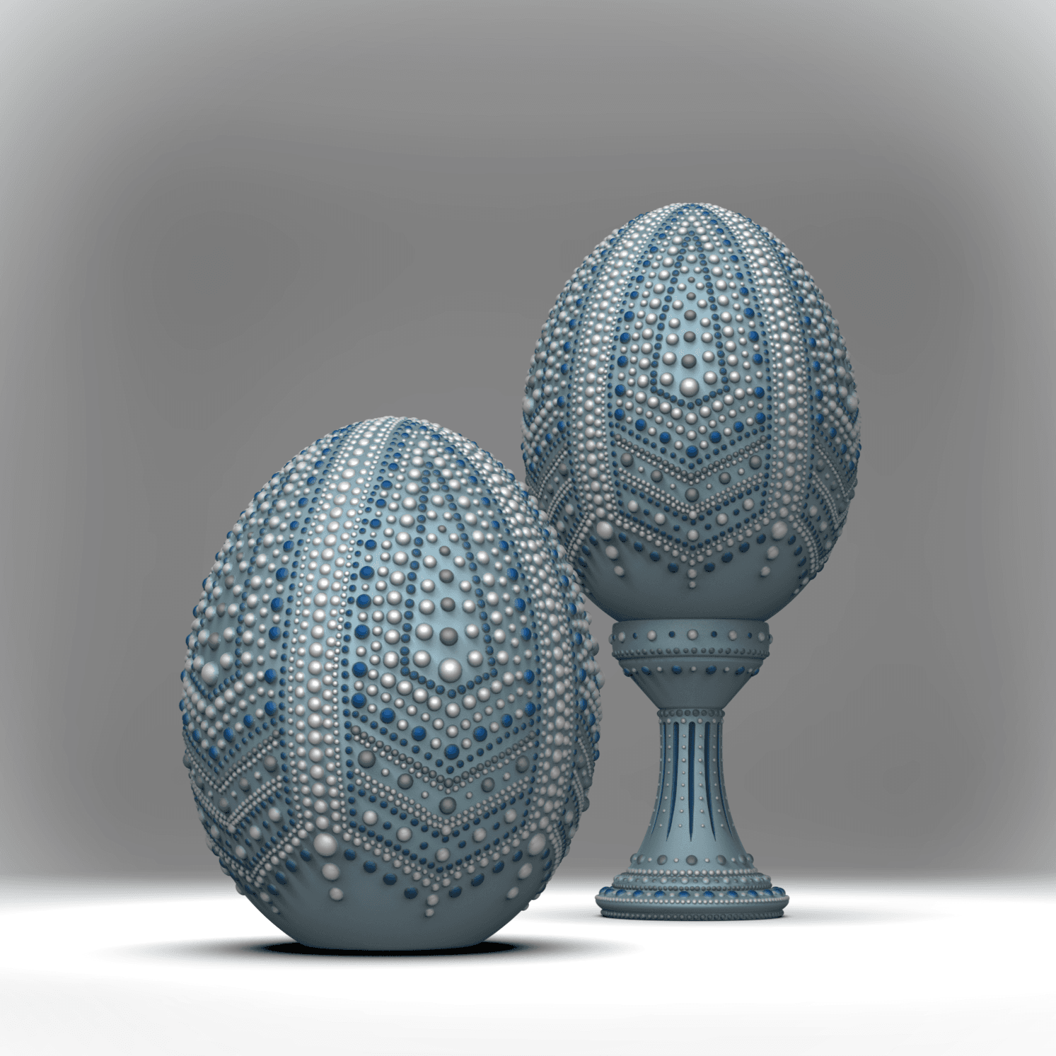 Ornate Dot Art Egg Decor/Container 3d model