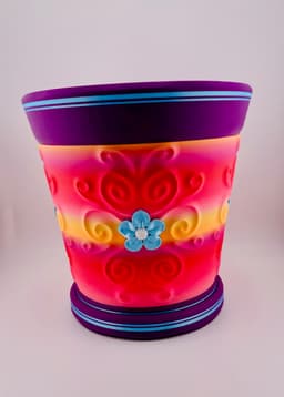 Carved 4 Flower Filigree Pot 3d model