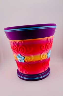 Carved 4 Flower Filigree Pot 3d model