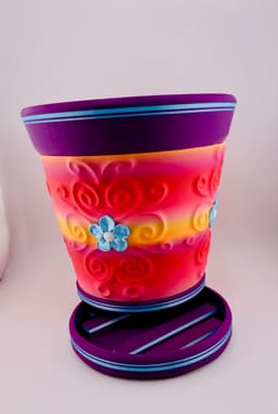 Carved 4 Flower Filigree Pot 3d model