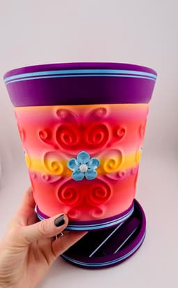 Carved 4 Flower Filigree Pot 3d model