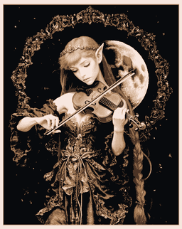 Fantasy Art - Elven Musician Sharing her Gifts under the Moonlight - Hueforge Art 3d model