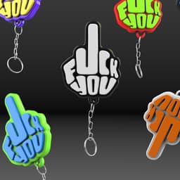 F*ck You Keychain, Middle Finger Keyring, Fidget Toy, Funny Gift, Ready for Instant 3D Print 3d model