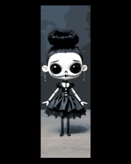 Day of the Dead Doll in the style of a Gothic dressed girl - Set of bookmarks 3d model