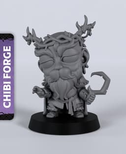 Chibi Male Human Druid - With Free Dragon - 5e DnD Inspired for RPG and Wargamers 3d model