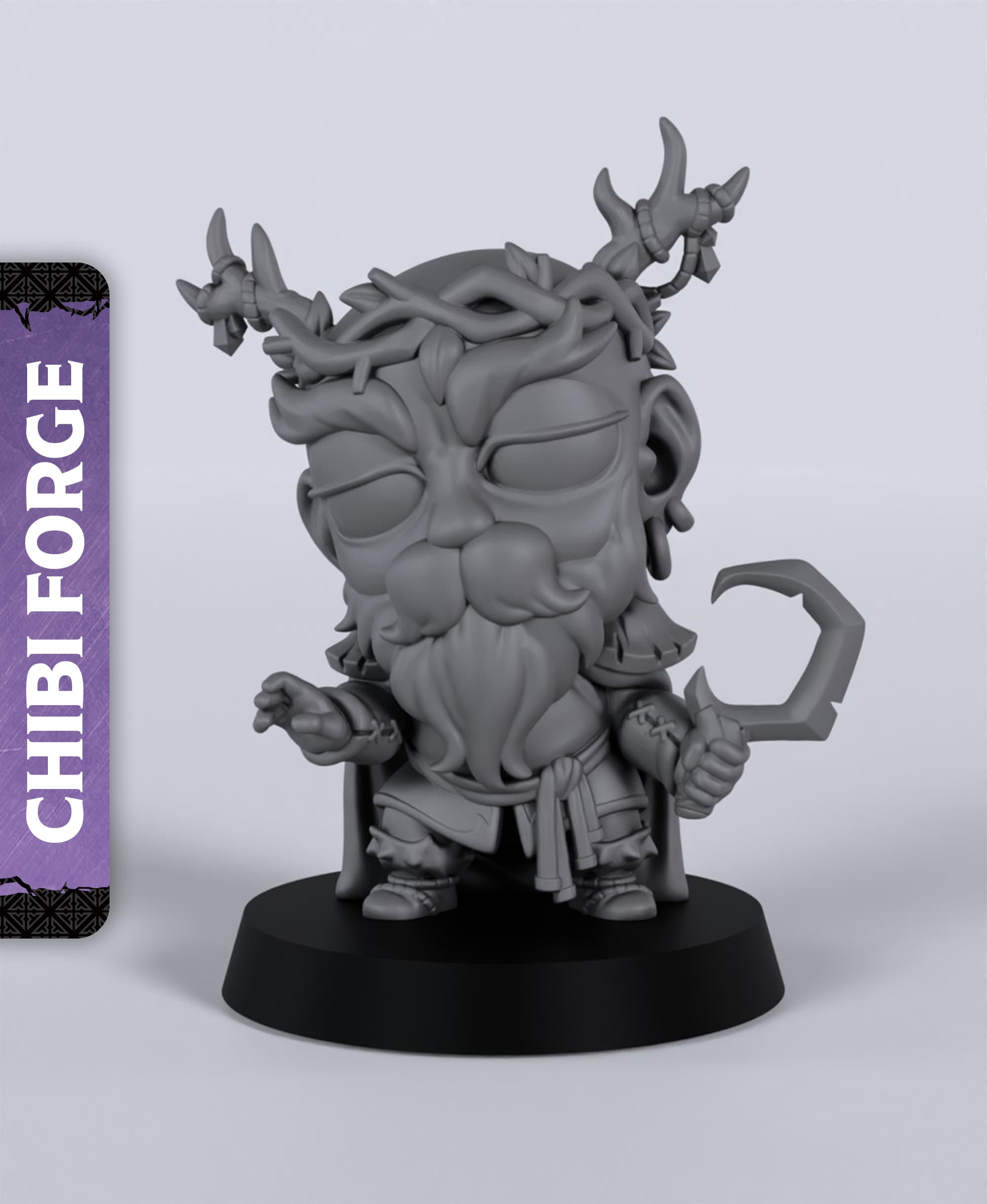 Chibi Male Human Druid - With Free Dragon - 5e DnD Inspired for RPG and Wargamers 3d model
