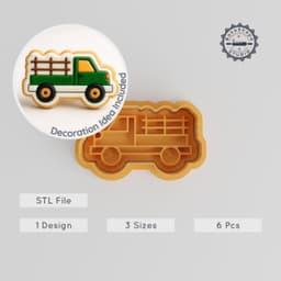 Farm Truck Shape Cutter & Stamp, Perfect for Cookies & Fondant, 3 Sizes Set, Rural & Agricultural Theme PRODUCT_2848 3d model