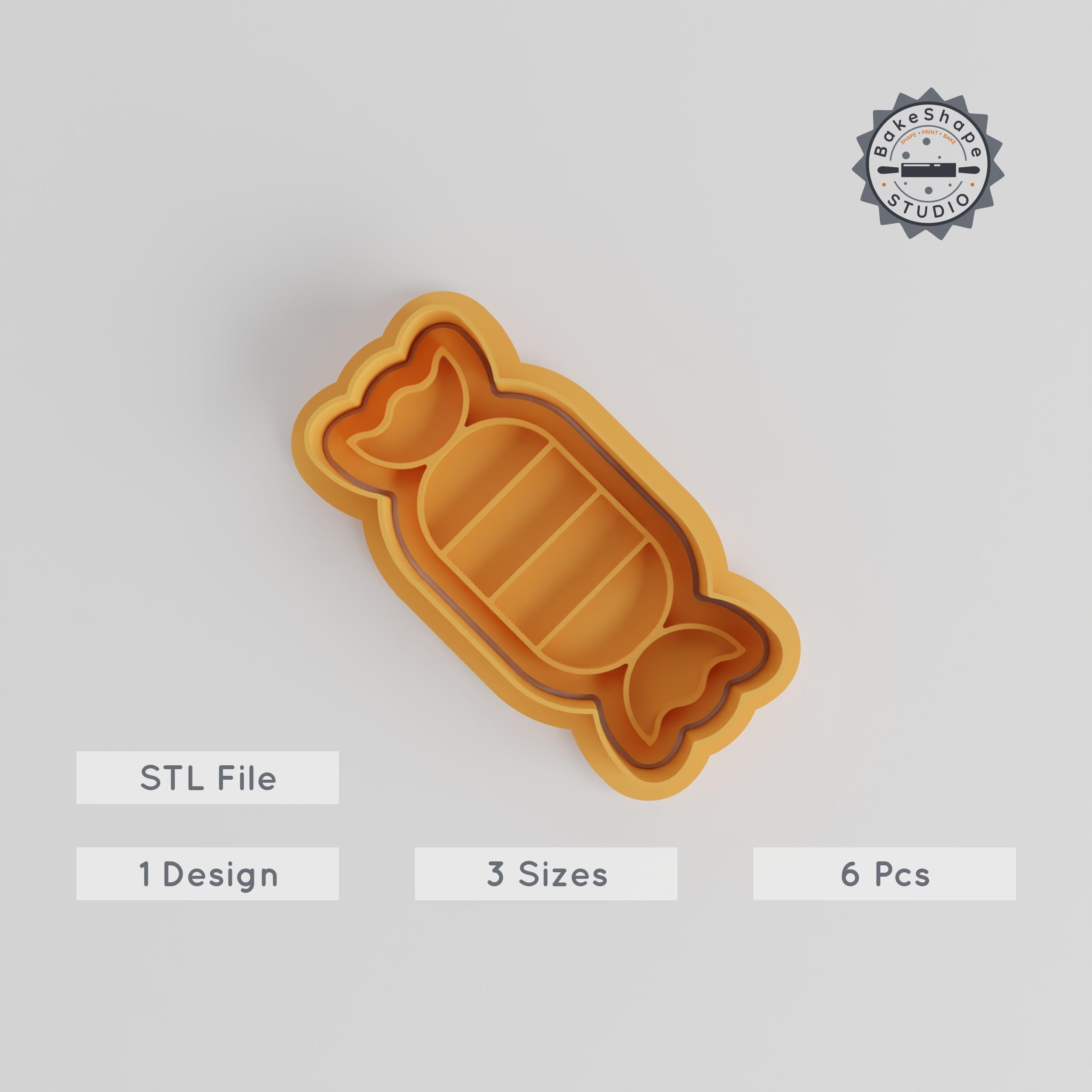 Halloween Candy Shape Cutter & Stamp, Cookie Fondant Set, Sweet Treats, Small Medium Large Sizes, 6 Piece Spooky Sweets Collection PRODUCT_4267 3d model