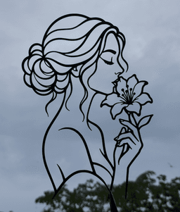 Elegant Woman with Lily Wall Art.3mf 3d model