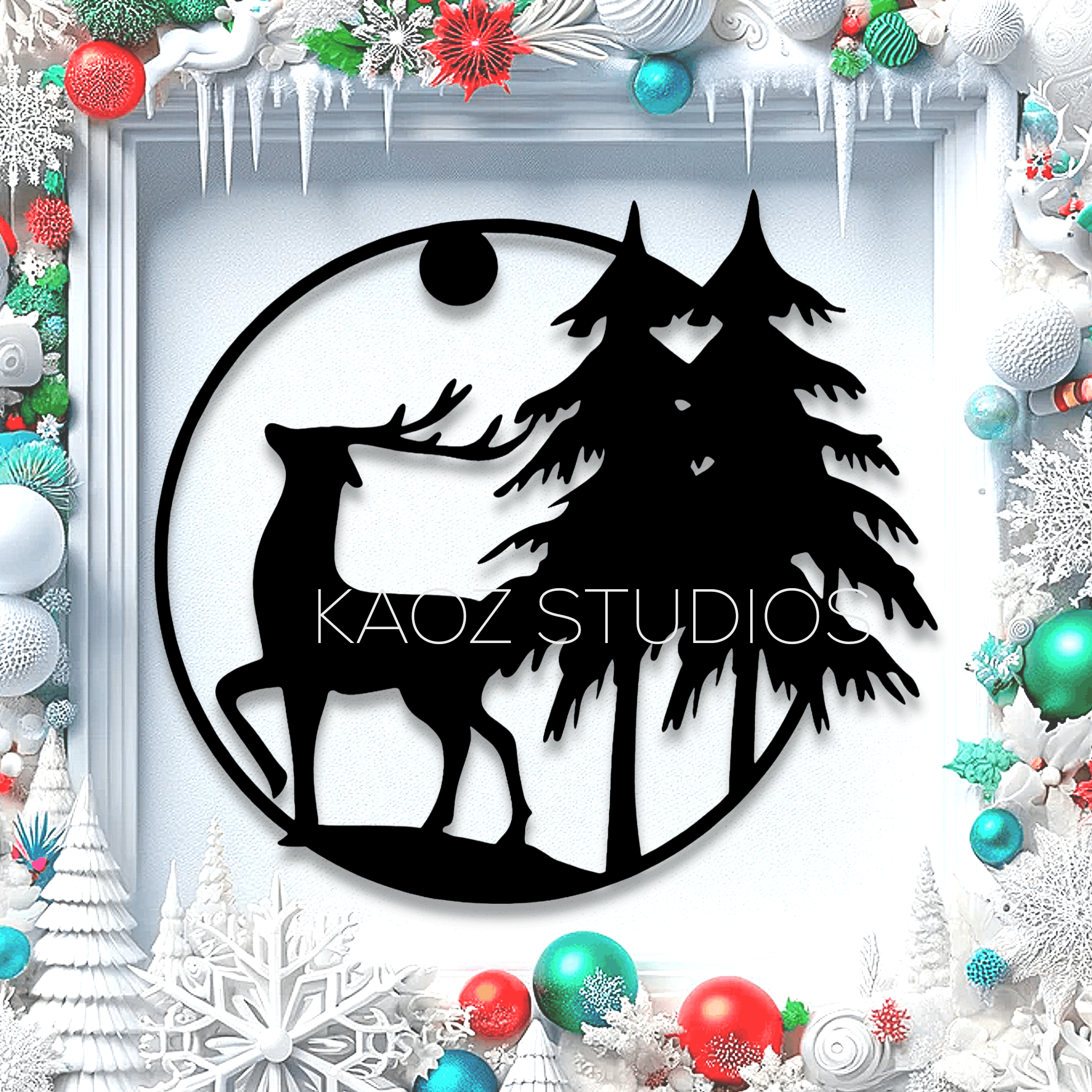 Winter scene wall art Christmas wall decor 2d holiday decoration 3d model