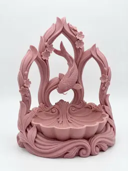 Koi Fish Jewelry Dish & Cherry Blossom Display Stand 3d model