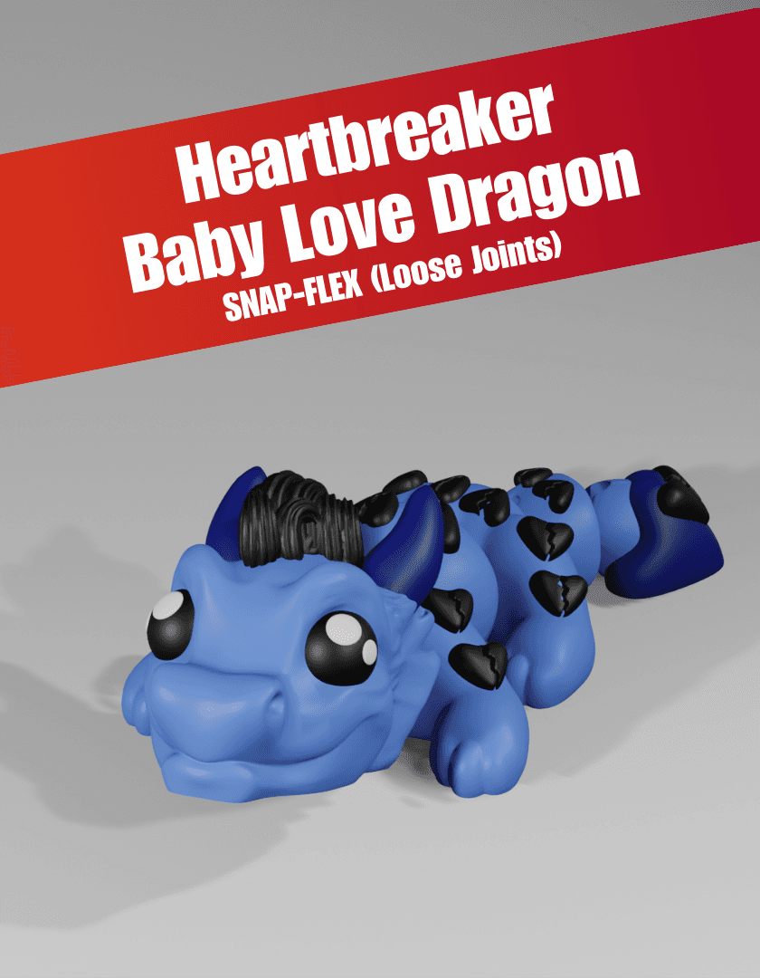 Heartbreaker, Baby Love Dragon - Articulated Dragon Snap-Flex Fidget (Loose Joints) 3d model