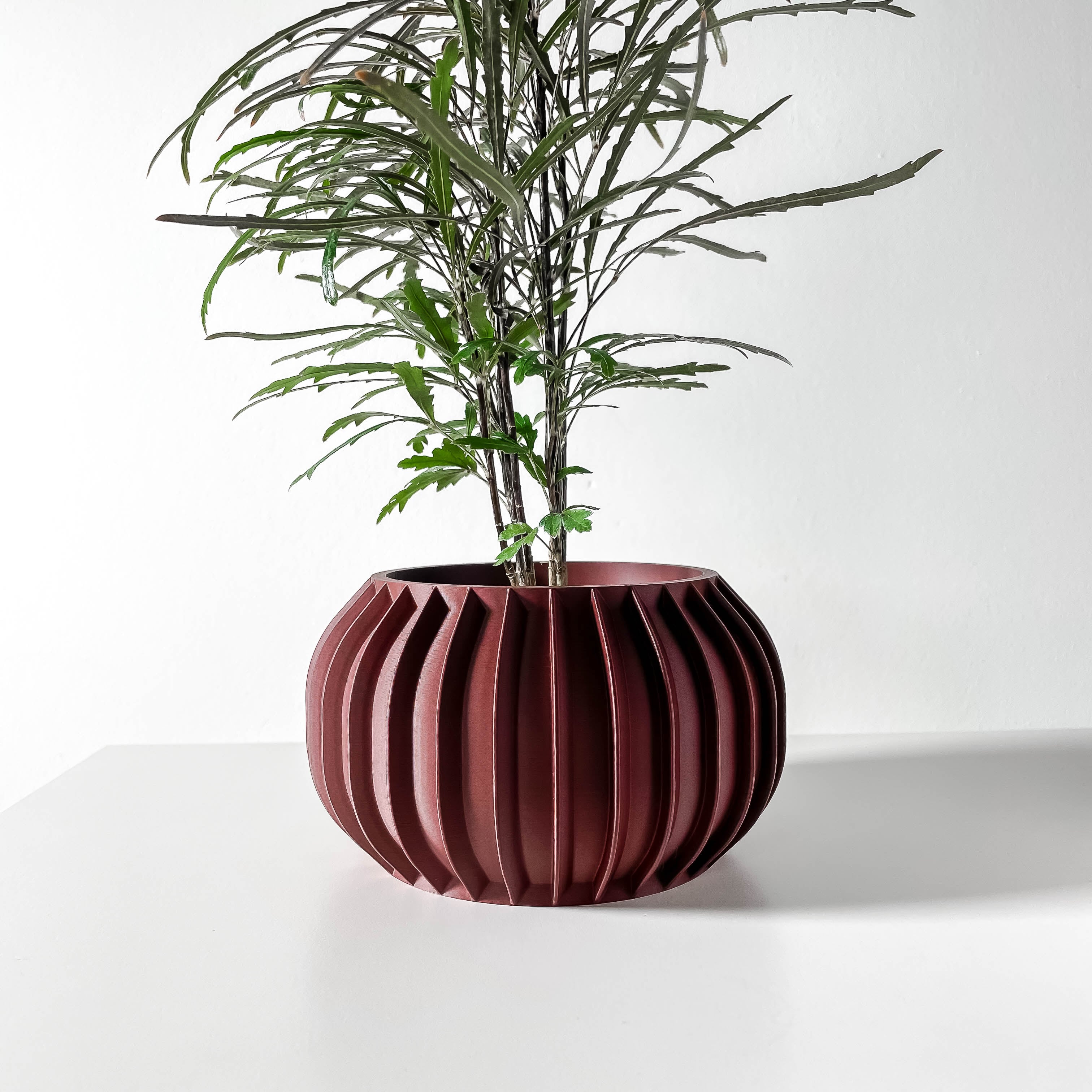 The Sora Planter Pot with Drainage Tray & Stand: Modern and Unique Home Decor 3d model