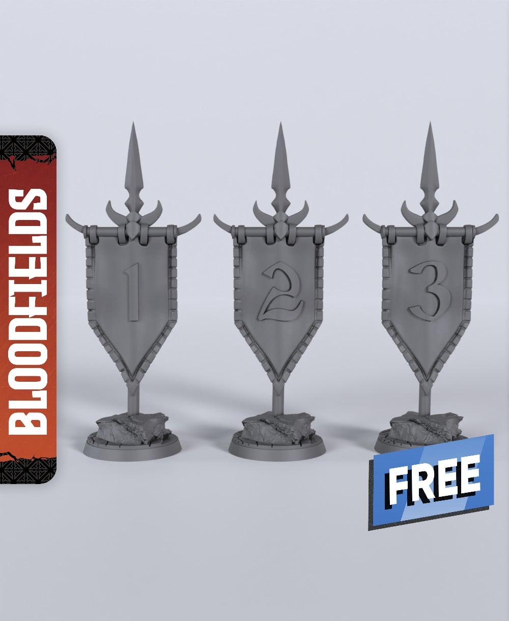 Objective Flags - With Free Dragon - 5e DnD Inspired for RPG and Wargamers 3d model