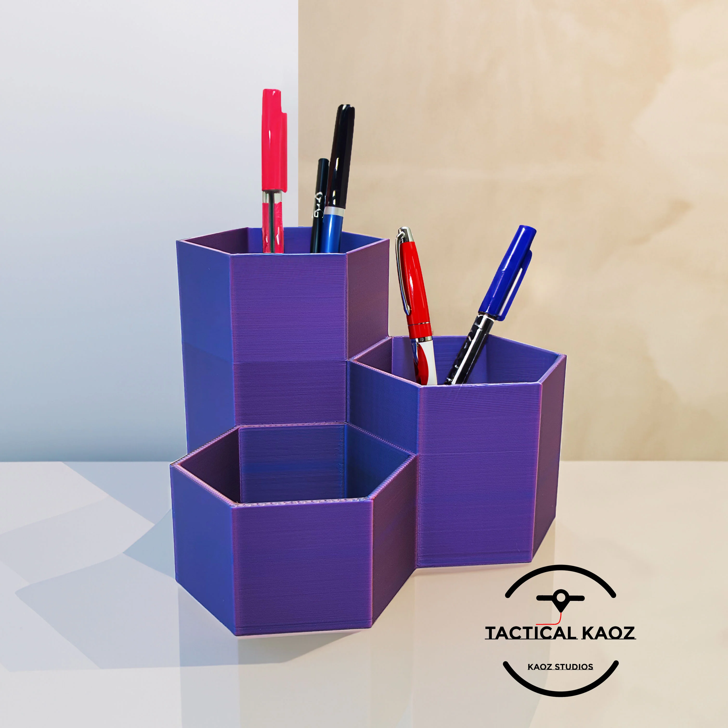 Hexagonal Pen Holder Trio 3d model