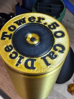 50 CALIBER DICE TOWER - LARGE ARTILLERY SHELL THAT IS ALSO A DICE TOWER AND STORAGE FOR THE ULTIMATE 3d model