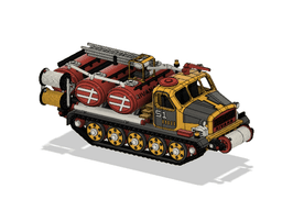 Yellow Artillery Tractor Fire Truck with Movements 3d model