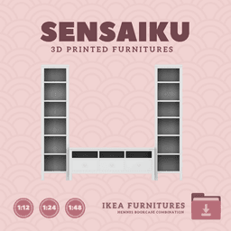 Miniature Replica HEMNES Bookcase and TV Unit for Miniature Dollhouse - IKEA (1:12,24,48) 3d model