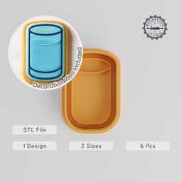 Glass Shape Cutter & Stamp, 3 Sizes, Cookie & Fondant Tool Set, Drinkware Design PRODUCT_555 3d model