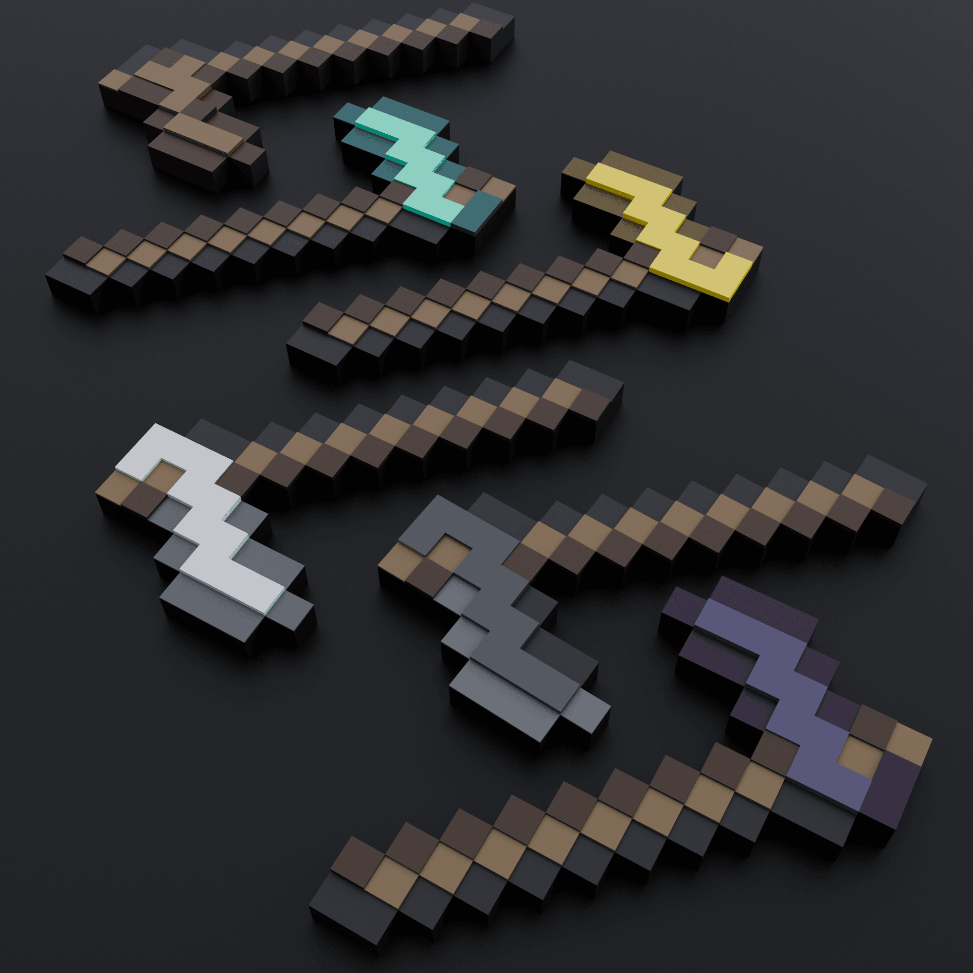 Minecraft Hoe (Layered for Multicolor and single color printer) 3d model