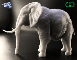 Elephant With Its Trunk Down - Elephant print with trunk down, side view - 3d model