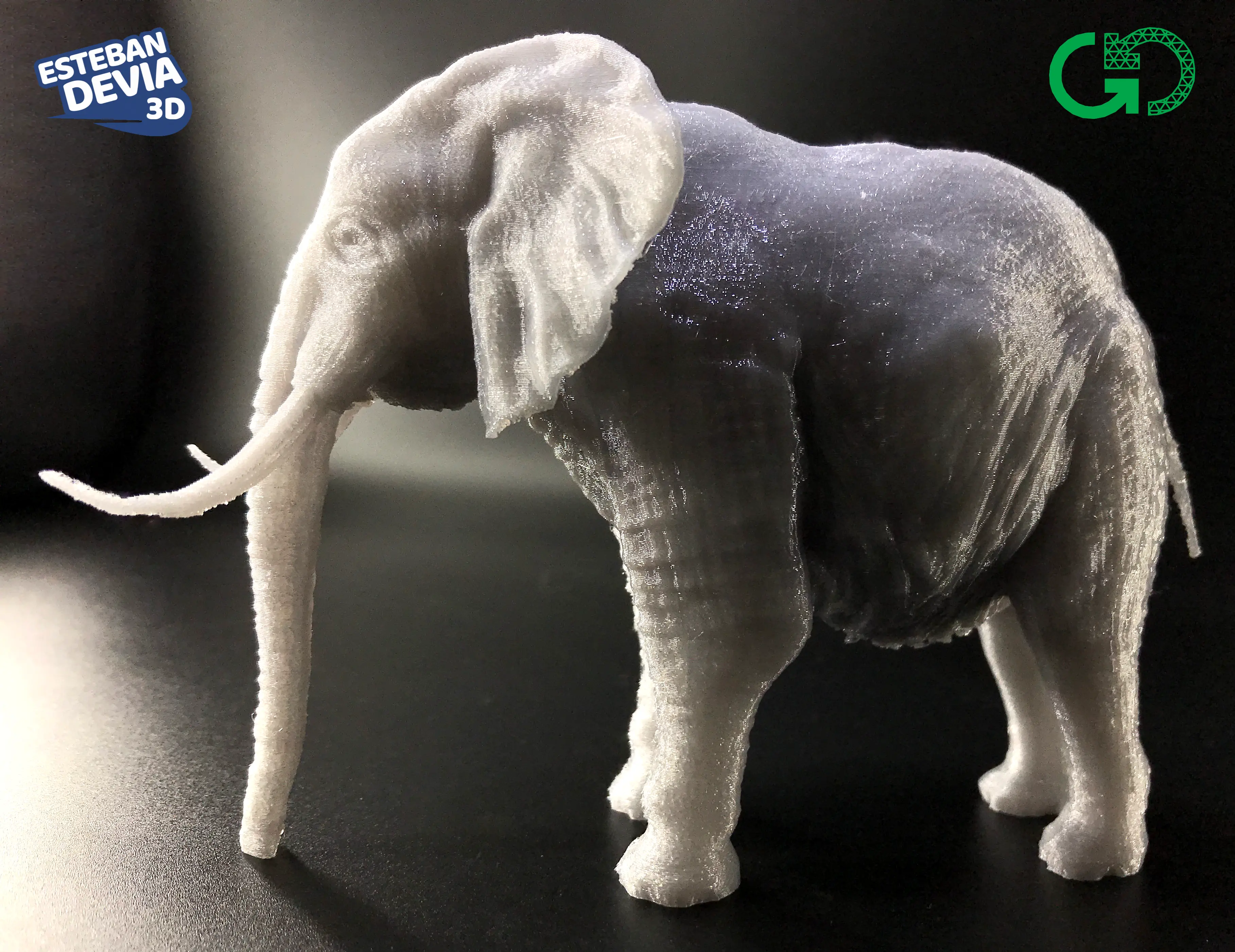 Elephant With Its Trunk Down - Elephant print with trunk down, side view - 3d model