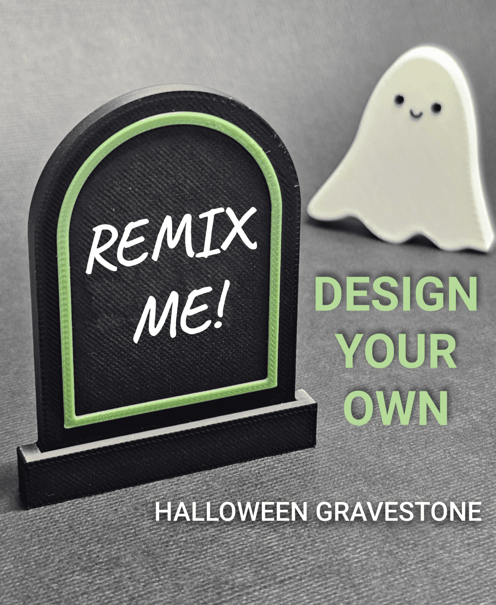 REMIX ME! Halloween Gravestone Template w/ Border 3d model