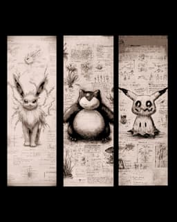 Fan Art Journal Pages of studies on Pokémon - Set of Bookmarks 3d model