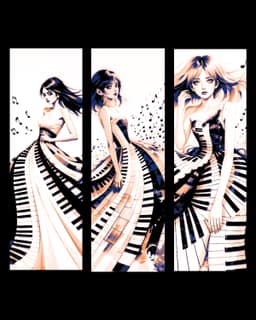 Piano keys and music are worn in beauty and style - Set of bookmarks 3d model