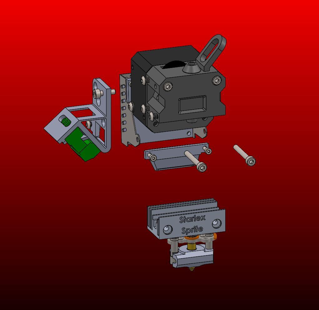 Creality Sprite Extruder with Starlex Butterfly Mount Upgrade 3d model