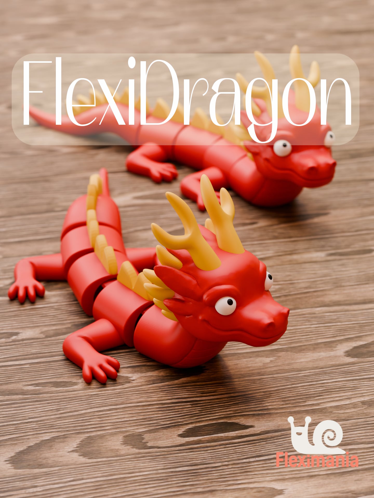Articulated Flexible Red Dragon Toy 3d model