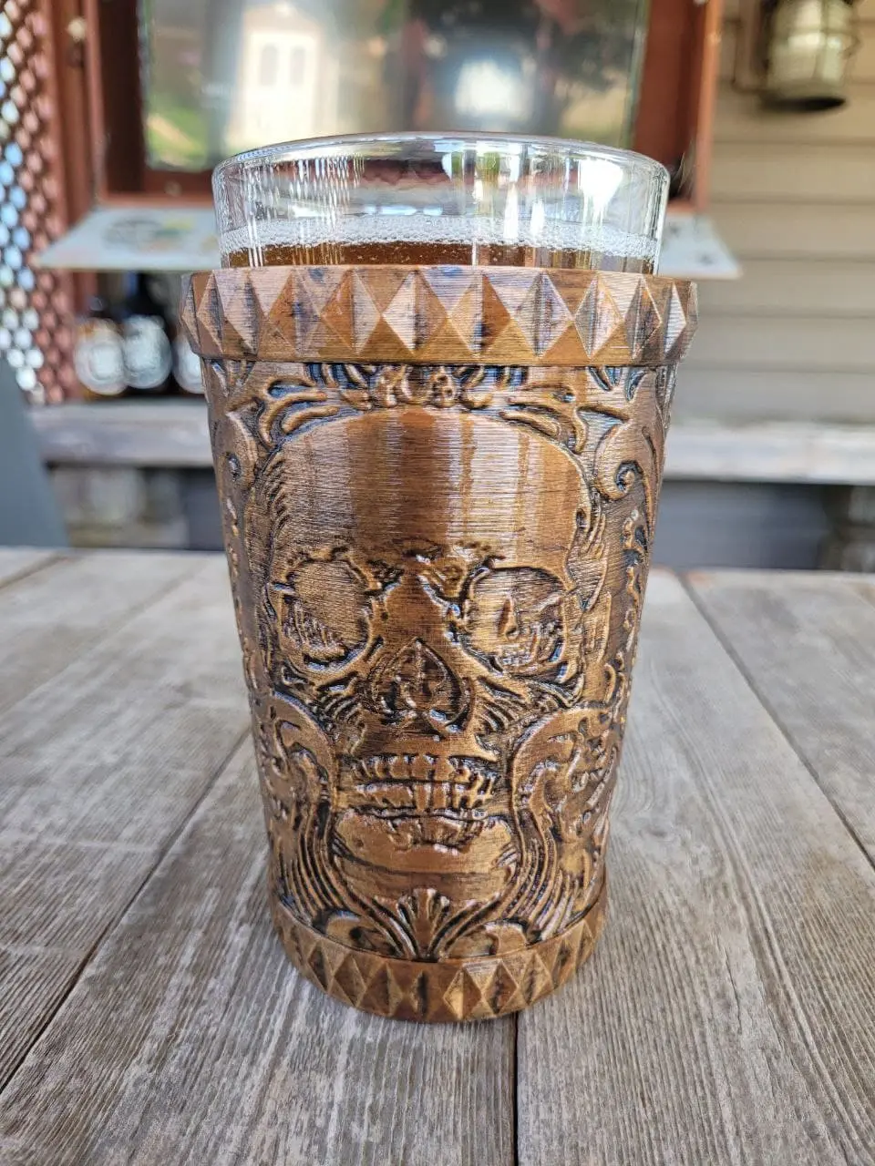 Pint Glass Koozie - Ornate Skull 3d model