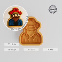 Pirate Shape Cutter & Stamp Set, Perfect for Cookies & Fondant, 3 Sizes, 6 Pieces PRODUCT_1122 3d model