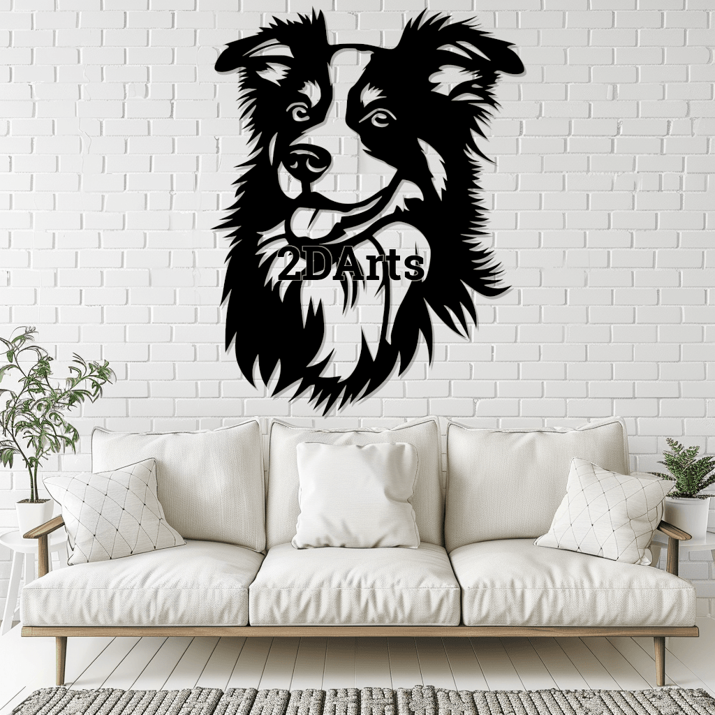 Border Collie Head 2D Wall Art/Window Art 3d model