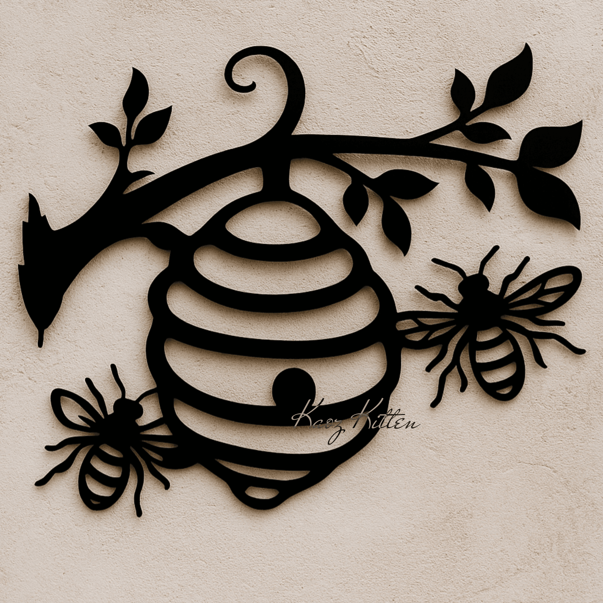 bee hive branch wall art honeybee garden home decor 3d model