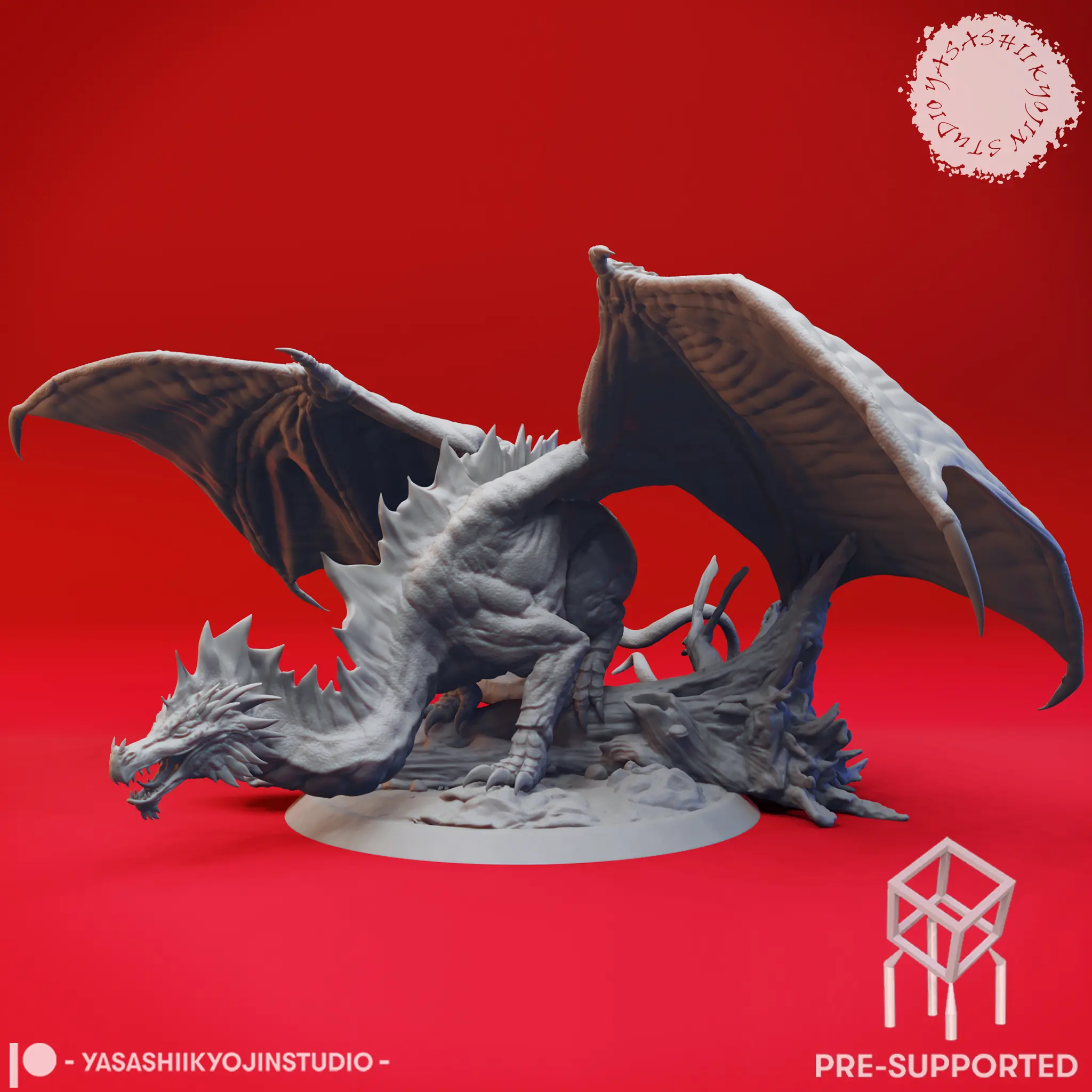 Adult Green Dragon - Tabletop Miniature (Pre-Supported) 3d model