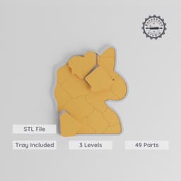Unicorn Montessori Puzzle, Progressive 3-Level Learning Tray, 9/15/24 pcs, Easy to Hard, Mythical Creature STL File PRODUCT_8083 3d model