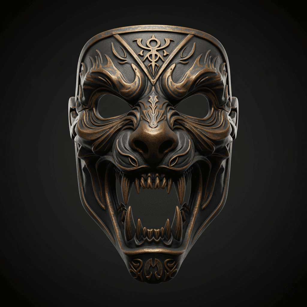Hellhound Face Wearable Cosplay Mask Premium STL 3d model