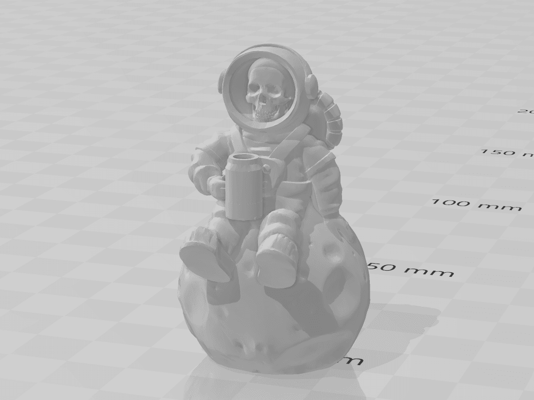 Skeleton Space Man, Drinking Coffee on the Moon. 3d model