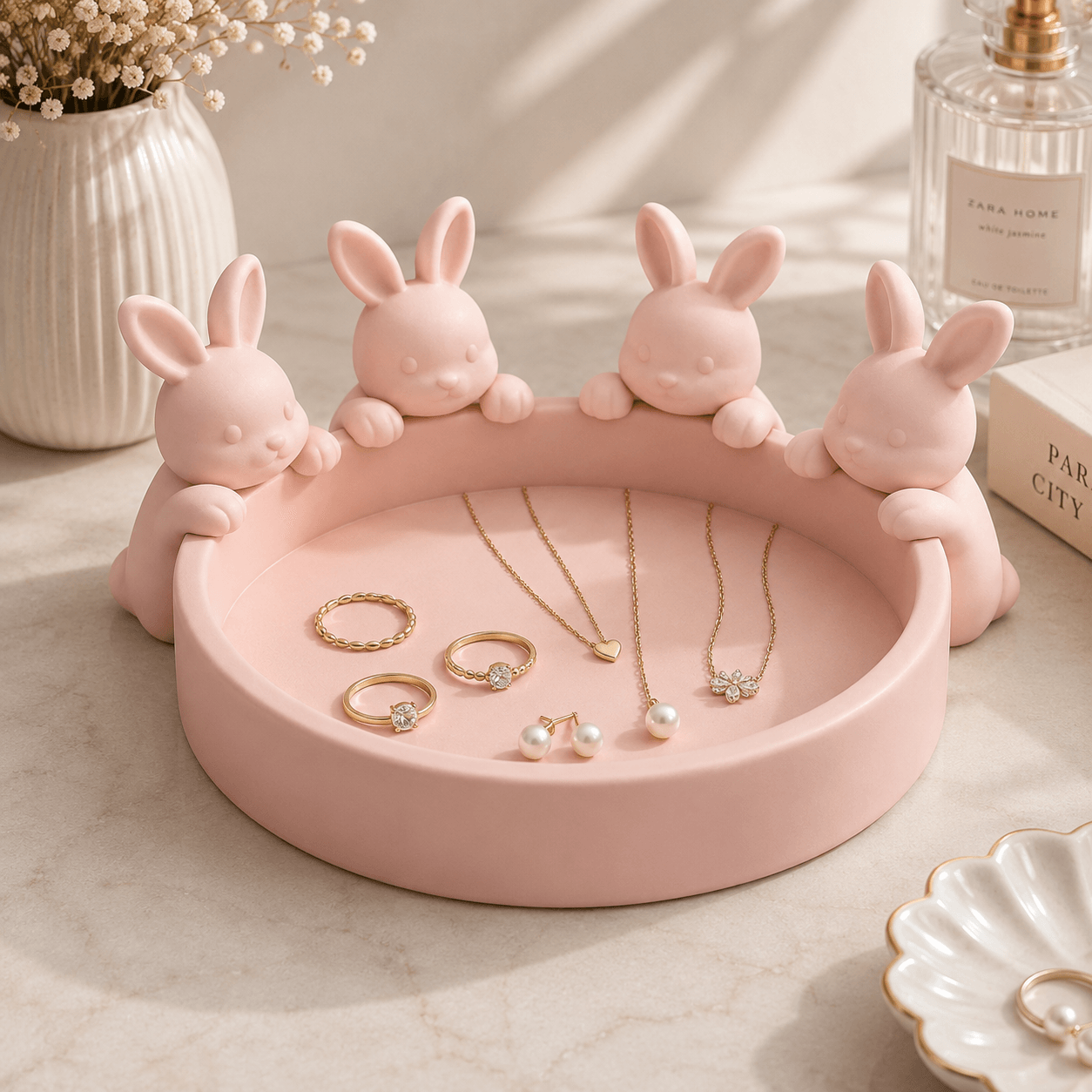 Free Bunny Jewelry Tray STL – Cute Rabbit Ring Holder & Coquette Trinket Dish 3D Print 3d model