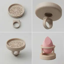 Makeup Brush Cleaner and Makeup Sponge Holder, Makeup Brush Cleaner Ring, Detachable Brush Cleaning 3d model
