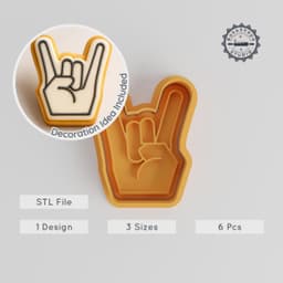 Hand Shape Cutter & Stamp, Cookie & Fondant Set, Includes S/M/L Sizes, 6 Pieces PRODUCT_655 3d model