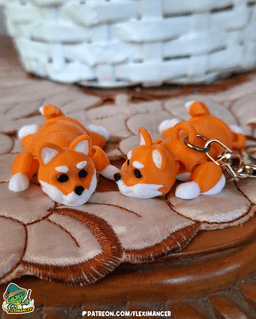 Shiba Dog | Flexi print-in-place + Keychain | Multicolor 3d model