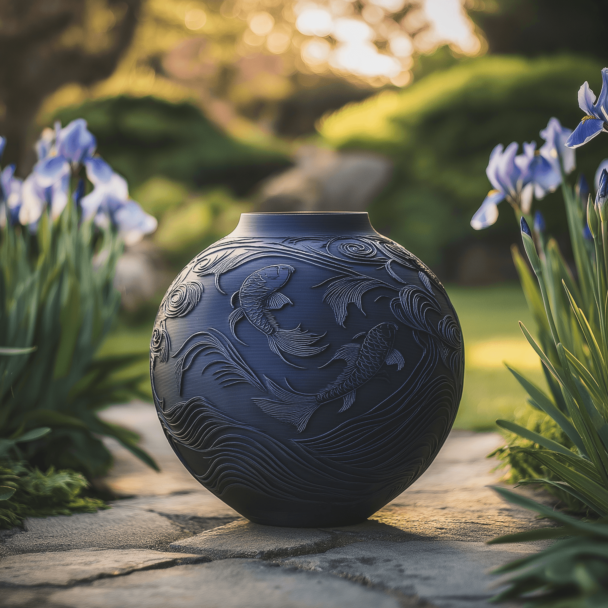 Koi Serenity Vase for Zen-Themed Home Decor 3d model