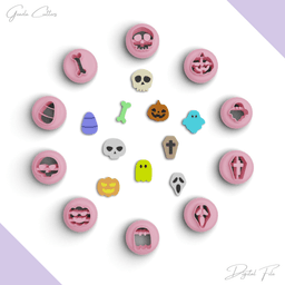 Halloween Studs Polymer Clay Cutter Package, Mini Halloween Set, 10 Models, 2 Sizes Included, No:660 3d model