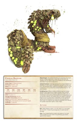 Undead Basalisk - Were Folk - PRESUPPORTED - Illustrated and Stats - 32mm scale 3d model