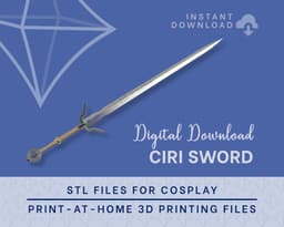 Ciri Sword STL Files - Witcher 3 Cosplay Prop (Digital Download) 3d model