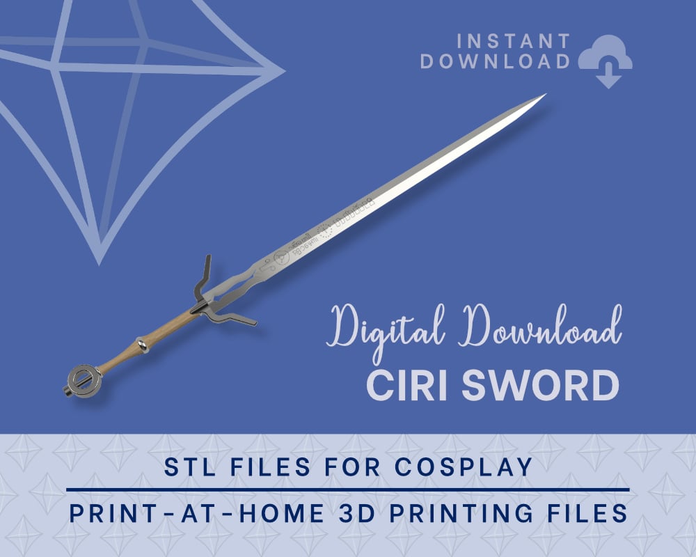 Ciri Sword STL Files - Witcher 3 Cosplay Prop (Digital Download) 3d model