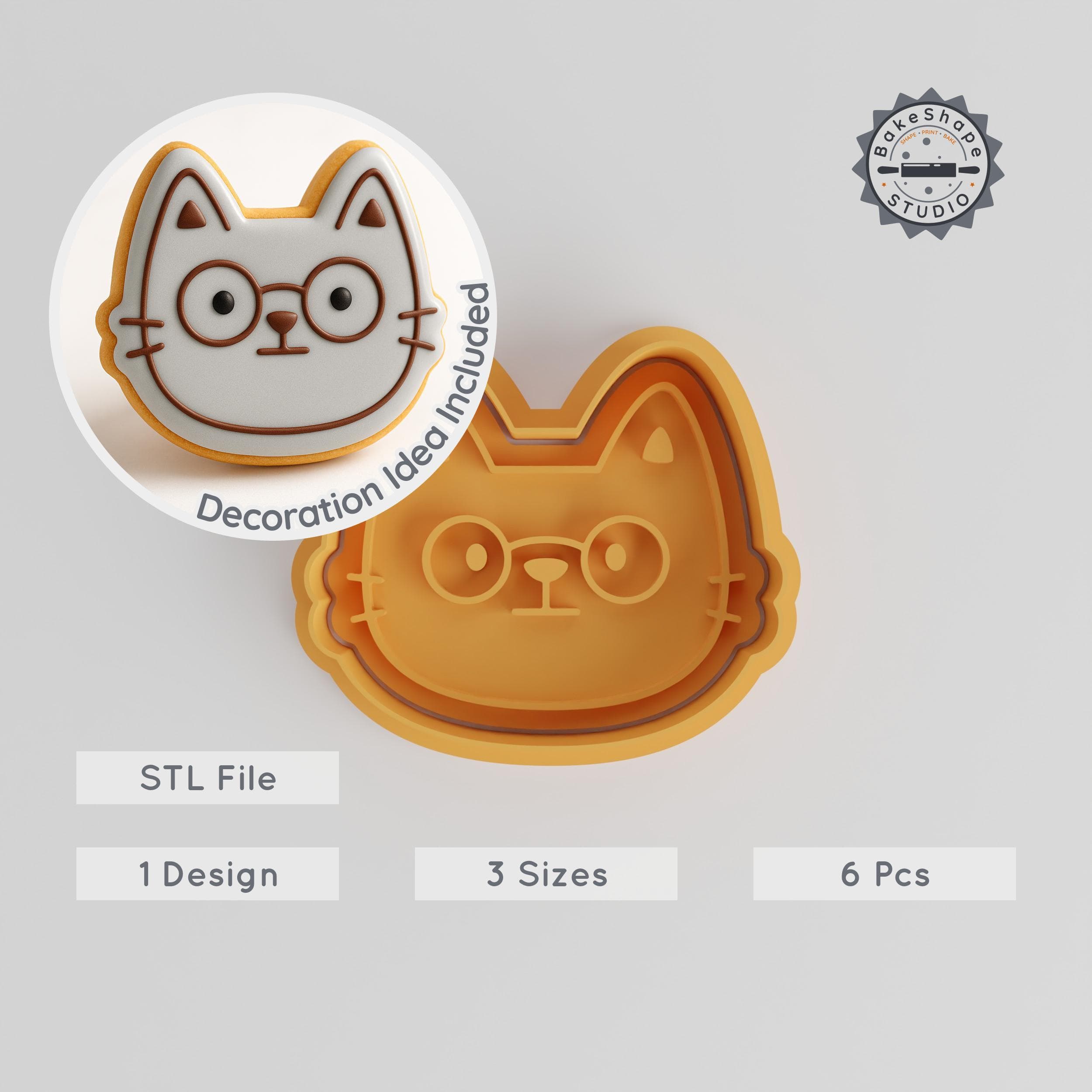 Nerd Shape Cutter & Stamp for Cookies & Fondant, 3 Sizes, 6-Piece Set, Student & Genius Design PRODUCT_854 3d model